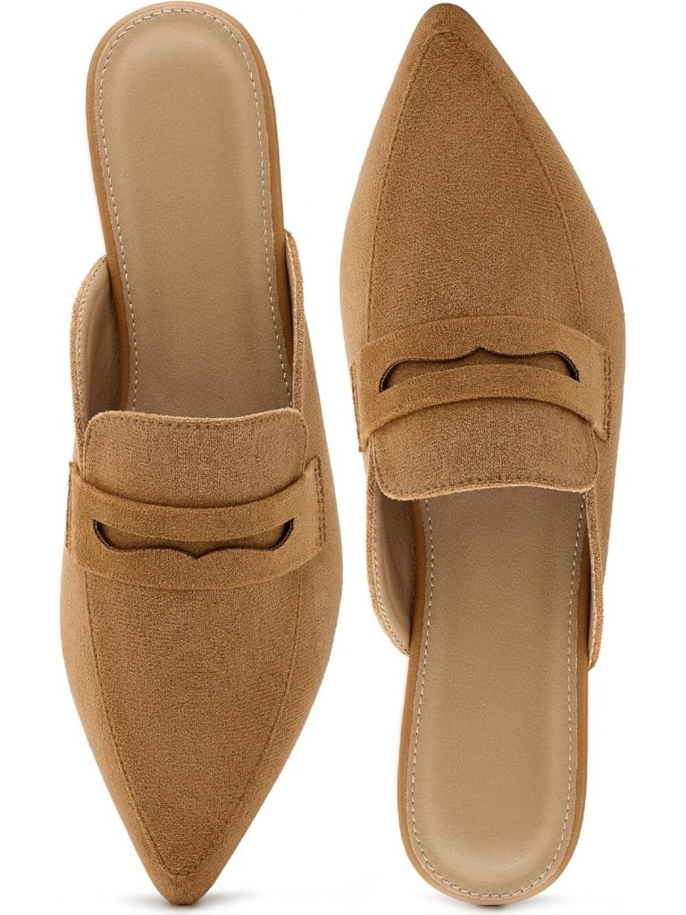 Women's Brown Closed Toe Suede Comfortable Backless Slip On Flats Sandals